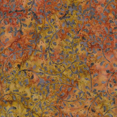 Fern Brown Green Silver Batik Fabric Fr090323